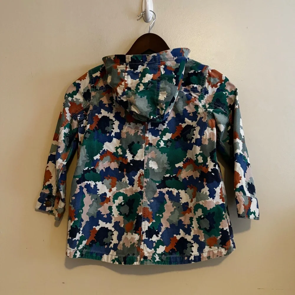 Gymboree Boys Sz Sm 5-6 Multicolor Camo Hooded Canvas Jacket 100% Cotton